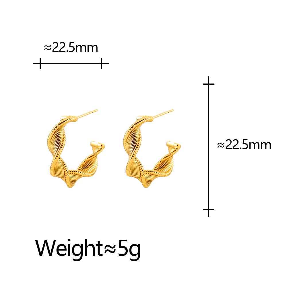Luxurious Geometric C-Shaped Twisted Thread Earrings for Women