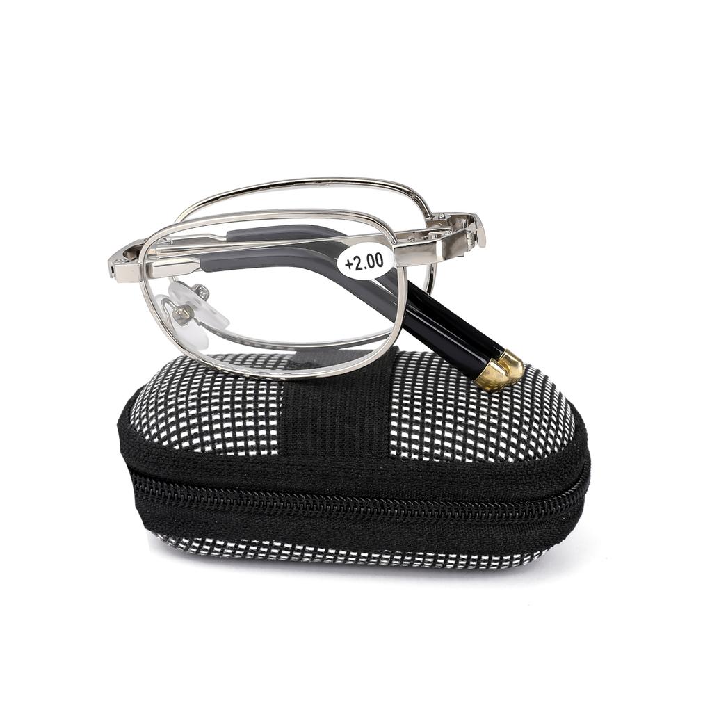 Folding Reading Glasses Lightweight Rectangular Metal Frame Pocket Folding Reading Glasses With Free Glasses Case
