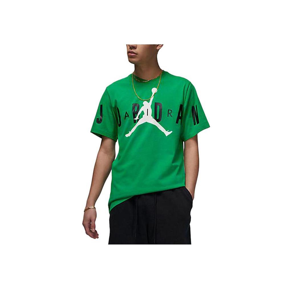 Jordan Amerikaans Retro Merk Logo Print Ronde Hals Pullover Sport T-shirt met Korte Mouwen Heren Tops Groen DV1446-310