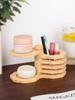 Wooden Pen Holder, Creative Desktop Pencil Holder Makeup Brush Organizer 360° Rotating Cosmetic Storage Rack Stationery Box
