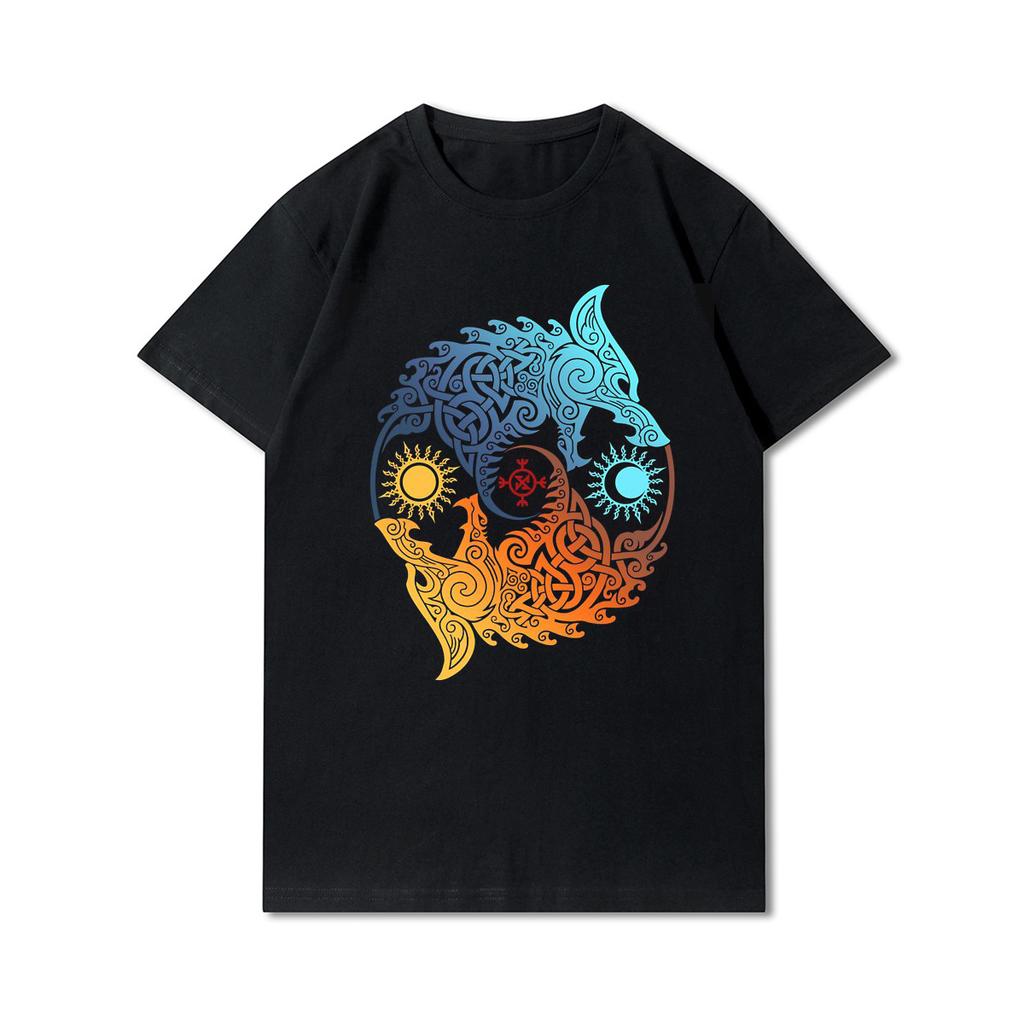 100% Cotton Summer Men T Shirts Viking Vintage Skull Beard with Headphone Printed Casual Top Tees