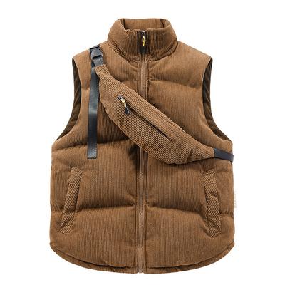 Men's Winter Warm Sleeveless Jacket Outdoor Windproof Full Zipper Padded Vest Coats With Pockets Casual Stand Collar Quilted Vest Jackets for Men