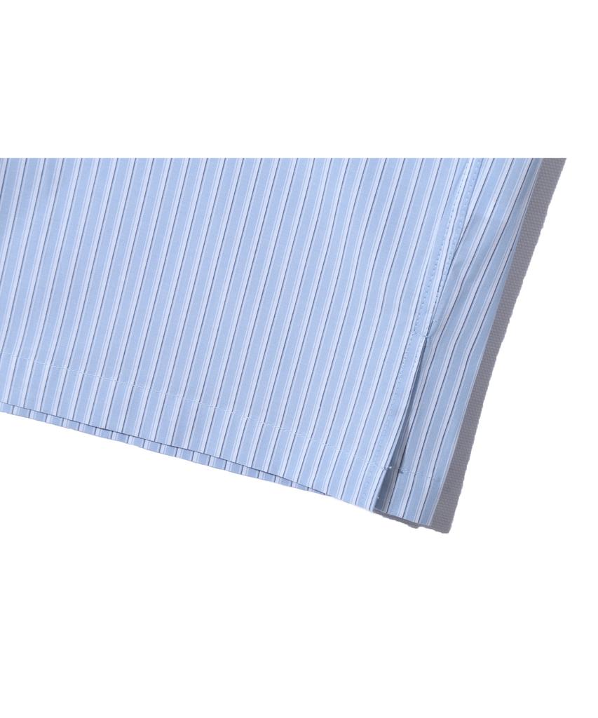 BASEMOMENT Hidden Pocket Striped Crop Half Shirt Sky Blue