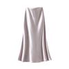 Elegant Satin Fish Tail Skirt For Women With Stretch Waistband In Spring Fashion