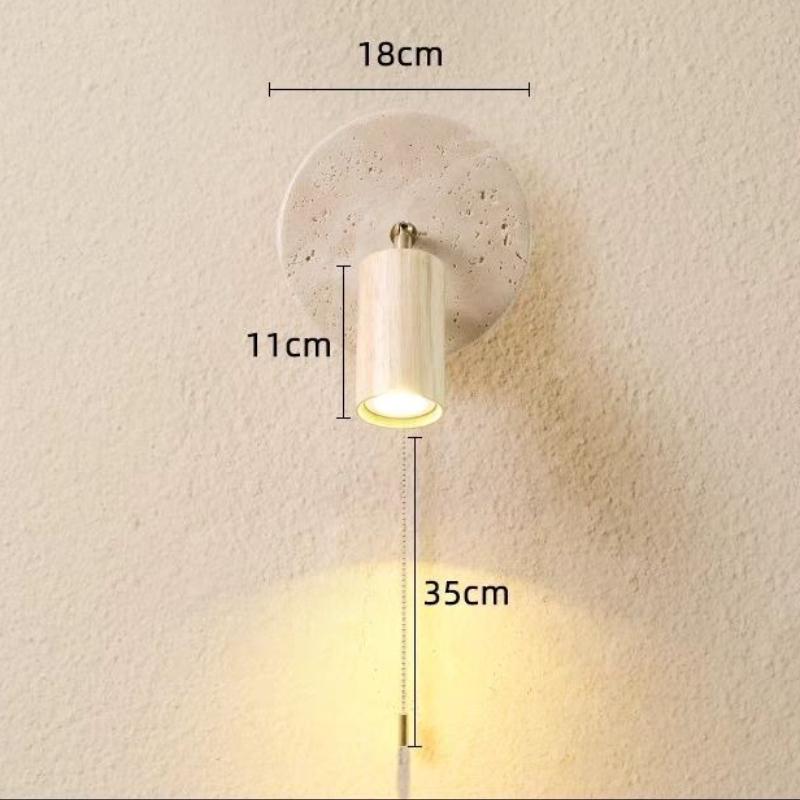 Modern New LED Natural Stone Wood Wall Lamp with Zipper Switch Living Room Study Bedroom Bedside Reading Lighting
