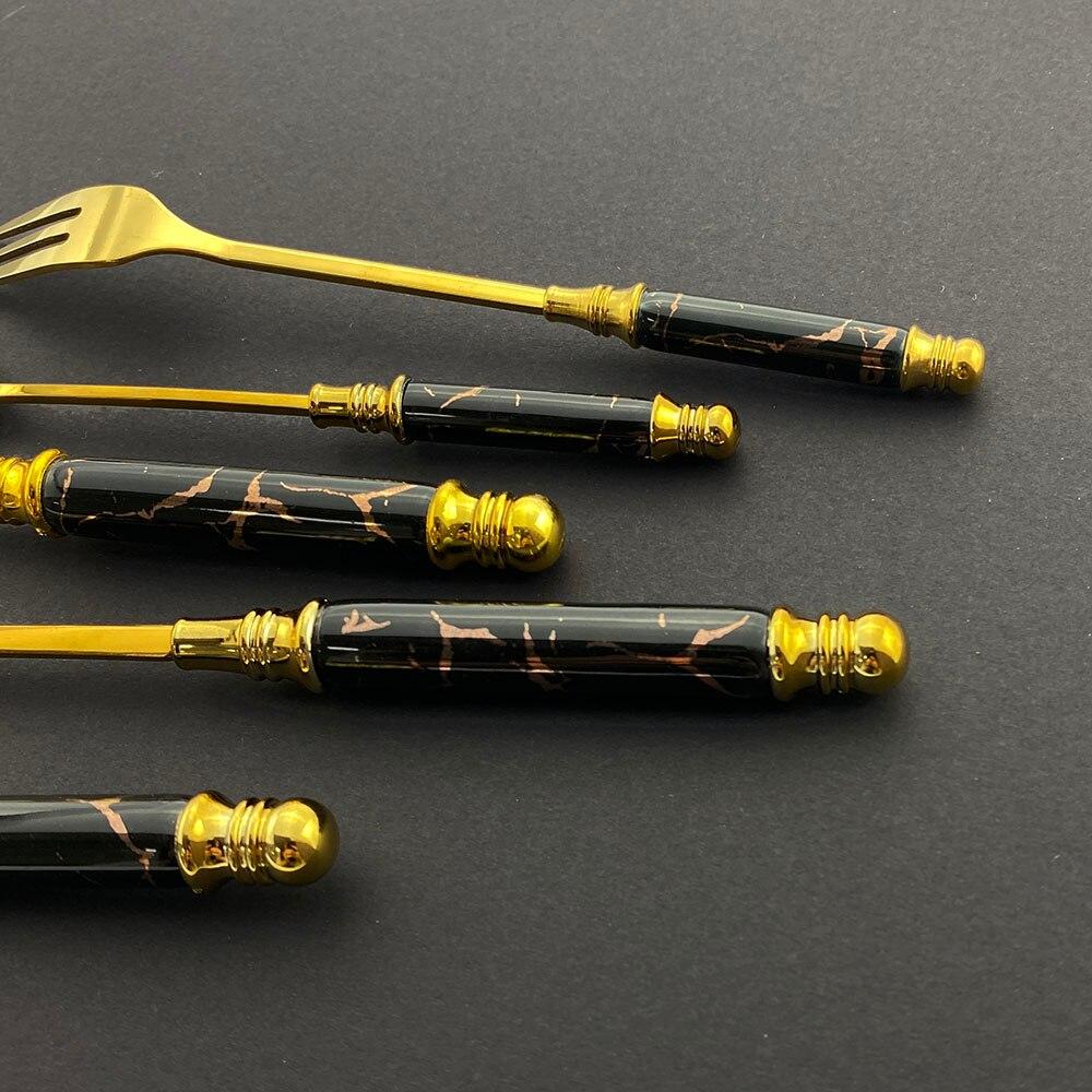 Sada příborů 6 ks příborů z nerezové oceli Luxusní zlatá Ostrá večeře Steakový nůž Sada nádobí Sada příborů Stolní nože Sada stříbrných příborů