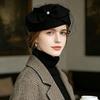 Elegant Mesh Topper Hat Fedoras Woolen Beret Teardrop Hat Bow Fedora Hat  Airline Uniform