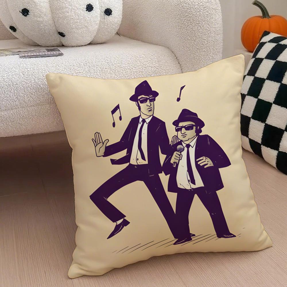 Movie Musical The BBlues BBrothers Cushion Cover Throw Pillow Cover Hidden Button Durable Polyester Chair Cushion