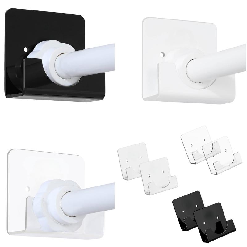 2Pieces Multipurpose Adhesive Shower Rod Retainer Ideal for Bathrooms and Kitchens Applications Hardware Daily Use