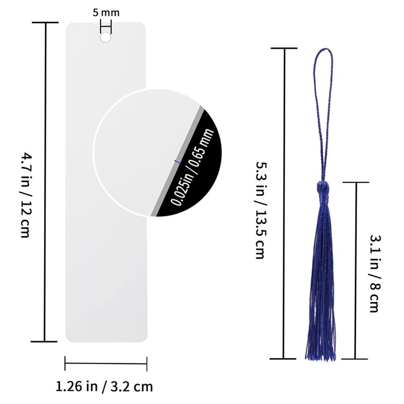 2025 Trend 50Pcs Sublimation Bookmark Blank Heat Transfer Aluminum Metal Bookmarks Bulk DIY Bookmarks With Hole And Colorful Tas