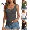 Women Vest U-Neck Sleeveless Button Down Camisole Blouse Slim Fit Basic Tank Tops Beach Office Party Wear