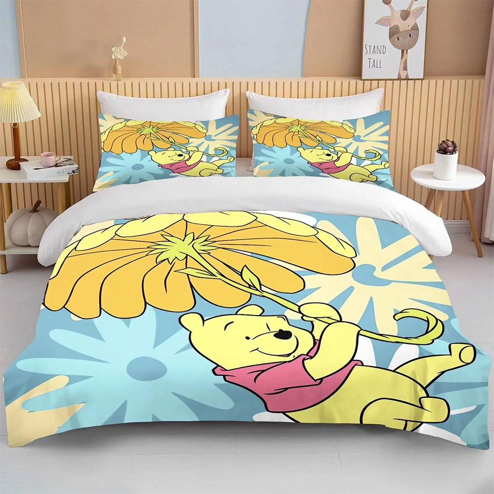 Winnie the Pooh Bear Bedding Sets Comforter Quilt Bed Cover Duvet Cover Pillow Case 2-3 Pieces Sets Kids Adult Size