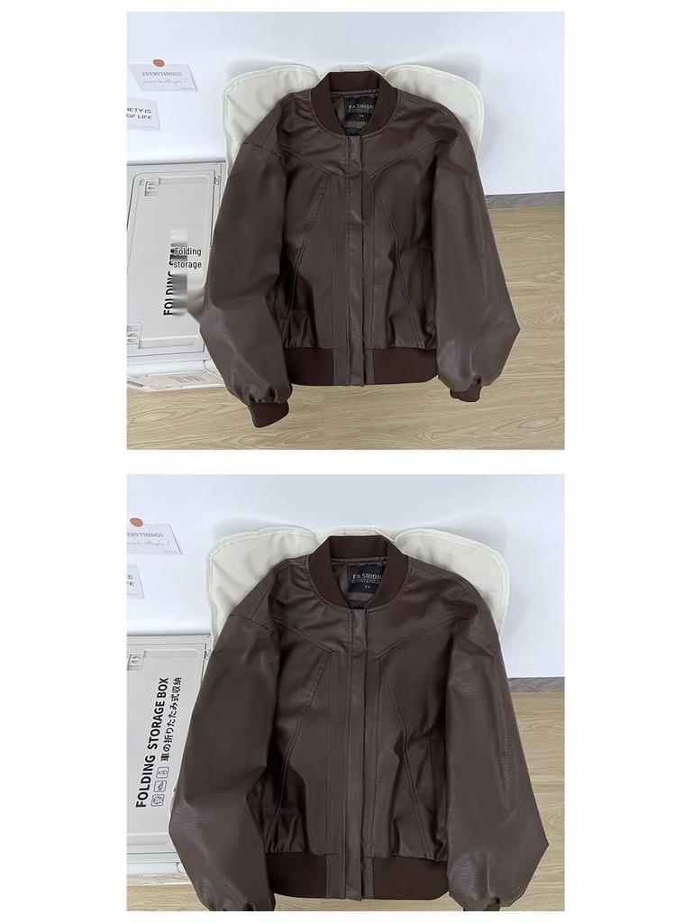 York Zoom Amerikanischer Stil Harter Kerl Stehkragen Bomberjacke - Kurz, Weite Passform, Vielseitig für Herren
