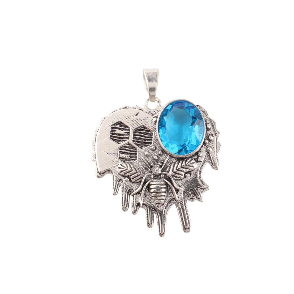 Swiss Blue Topaz Gemstone 925 Sterling Silver Jewelry Pendant 1.49" Gift For Mom CP-28-8