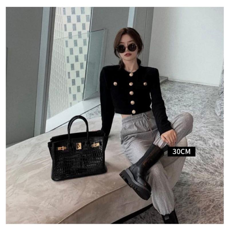Crocodile pattern platinum bag, genuine leather women's bag, new fashionable cowhide large bag, commuting versatile handbag