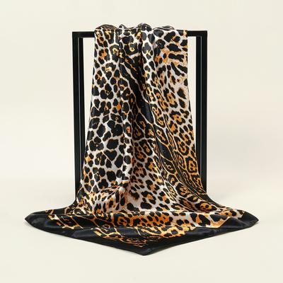 90*90cm Leopard Printed Square Scarf Women Luxury Designers Scarf Fashion Dot Headband Matte Satin Silk Hair Band Handkerchief