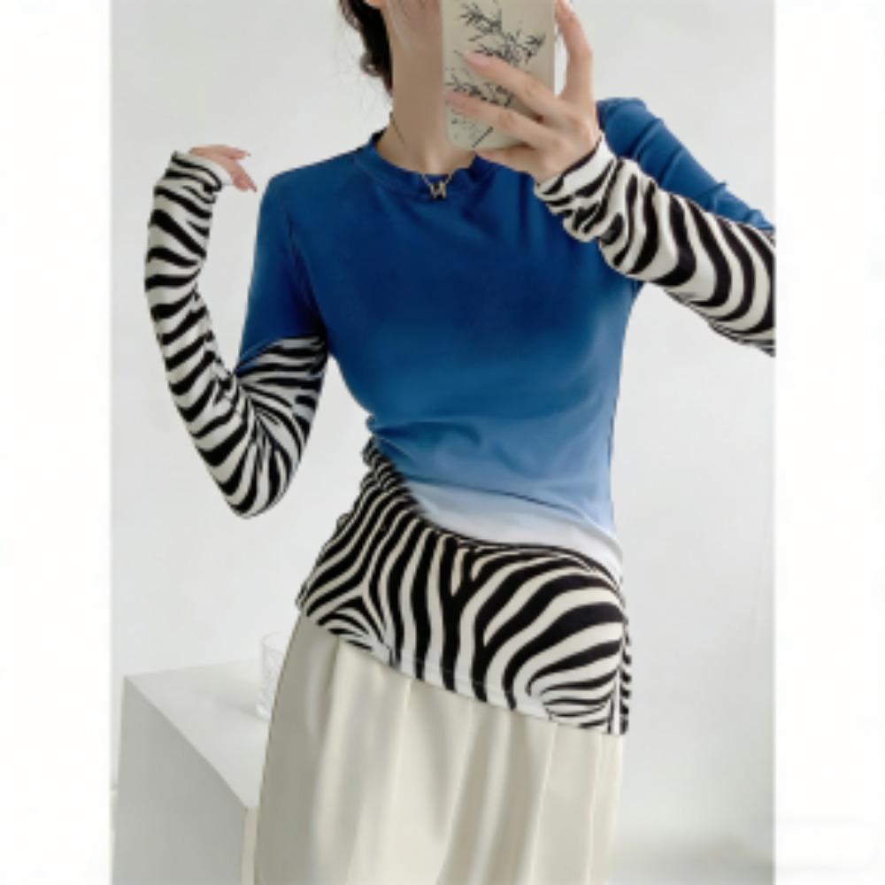 

Весна Европа Америка Леопардовый Зебровый Принт Модная Женская Футболка Пуловер Женская Одежда с Длинным Рукавом Повседневная Одежда для Улицы Футболки Топ S