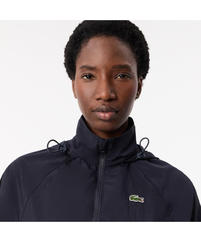 Lacoste Women'S Short Nylon Hooded Track Jacket Bf1105-54N Hde
