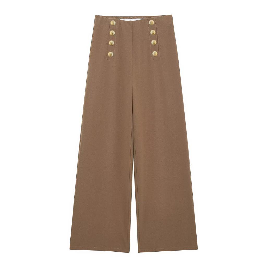 2025 Spring Women's European & American Style Fashion Casual Button-Front Long Pants