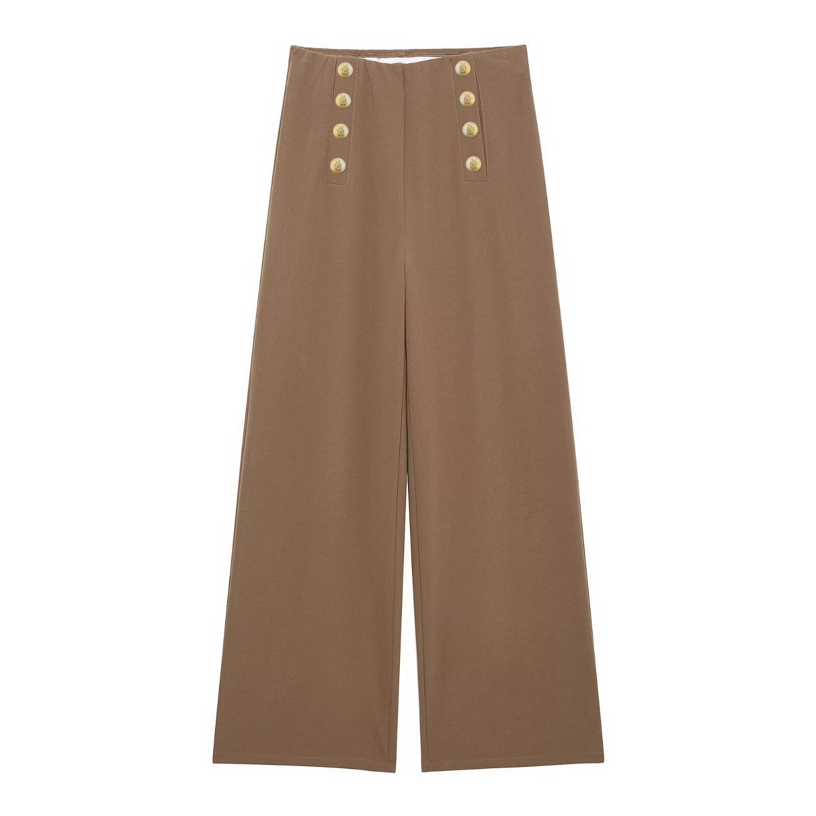 

2025 Spring Women s European & American Style Fashion Casual Button-Front Long Pants XS