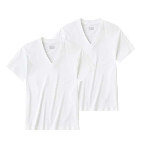 BODY WILD Men's 100% Cotton V-Neck Short Sleeve T-Shirt 2-Pack BW50152 Underwear Undershirt