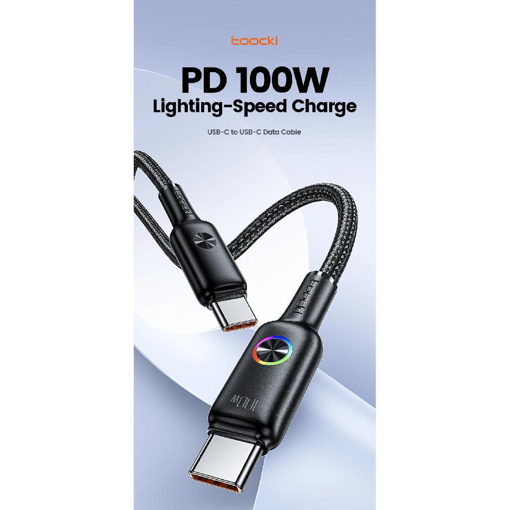 Toocki LED Light USB C to Type C Cable for iPhone 15 Pro Samsung 1/2/3/5Pack TPE 100W Fast Charging USB C Data Cord for Oneplus