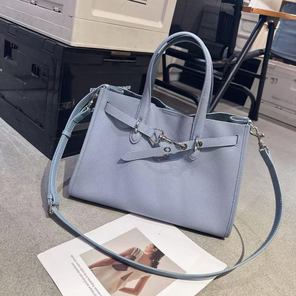Cross-border bags 2025 new commuter big bags, leather simple tote bags, large-capacity first-layer cowhide handbags