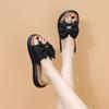 Popular Soft-soled Bow Slippers Women's 2025 Summer New Outer Wear One-word Comfortable and Fashionable Versatile Platform Sandals