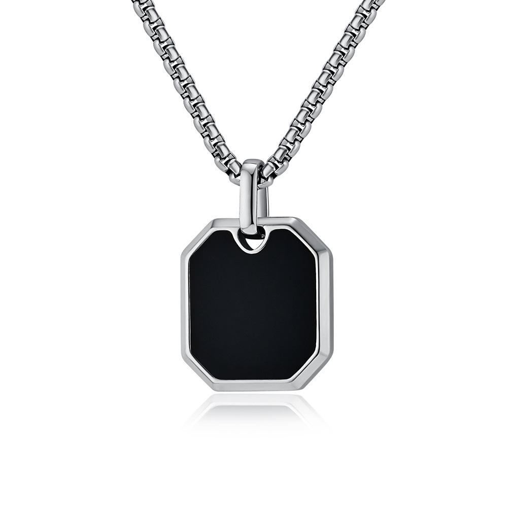 Sexless Cold Neutral Style Small Square Brand Titanium Steel Necklace Niche Personality