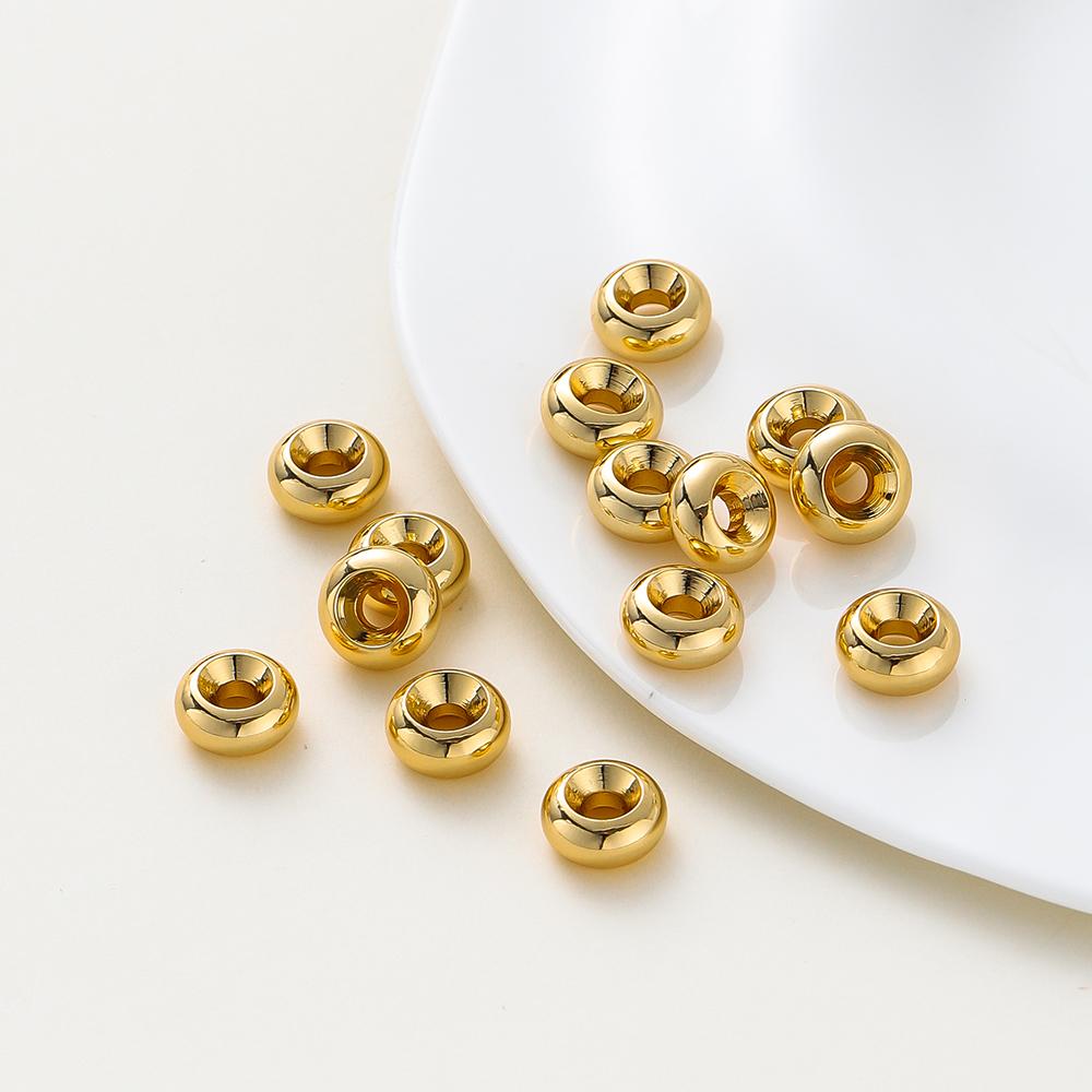 10-30Pcslot 14K18K Gold Plated Flat Round Bracelet Spacer Beads Circle Crafts Beads For Necklace Jewelry Accessories Findings
