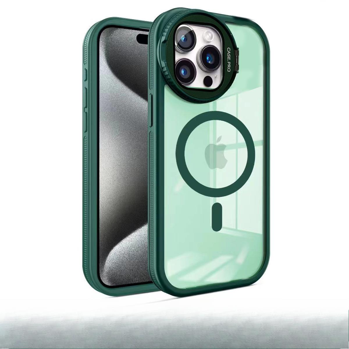 

Applicable To IPhone 16 Magnetic Phone Case, Small Monster Hardware Frame, Glass Lens Cover Bracket, Apple 15 iPhone 11 зелёный