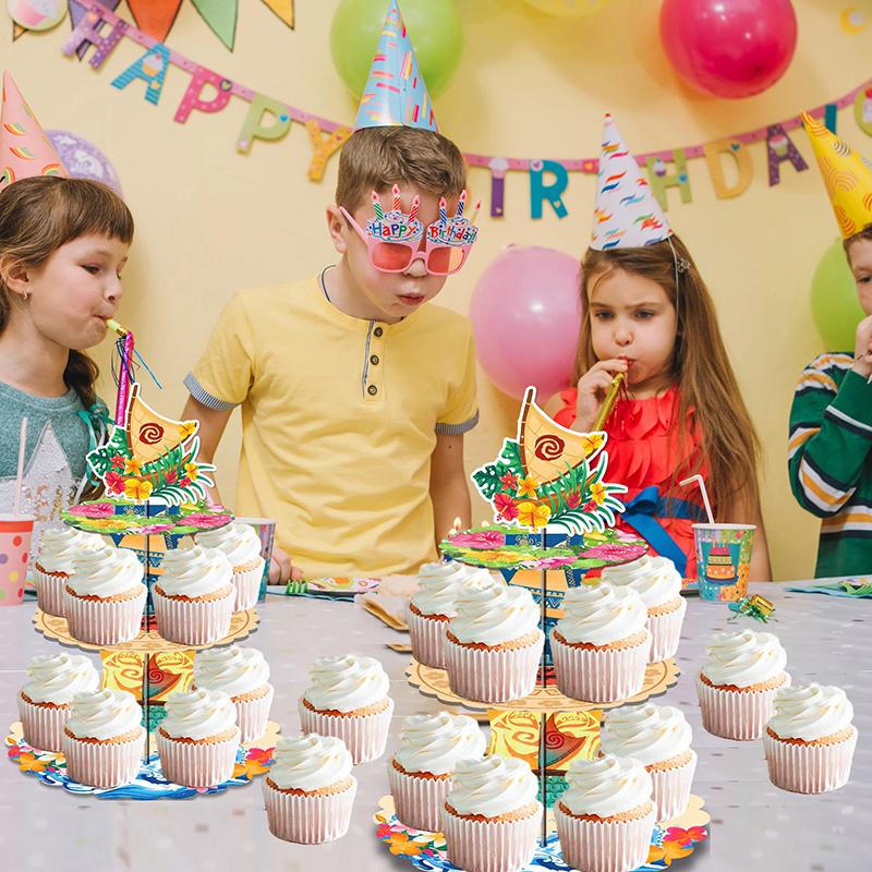 3-stöckiger Moana Segelabenteuer Party Kuchenständer Kindergeburtstag Dessert Cupcake Ständer Babyparty Kuchenplatte Deko
