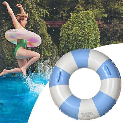 Adults Swimming Ring PVC Striped Swimming Ring Summer Boys Girls Inflatable Floating Cushion Swimming Tube Floating Donuts