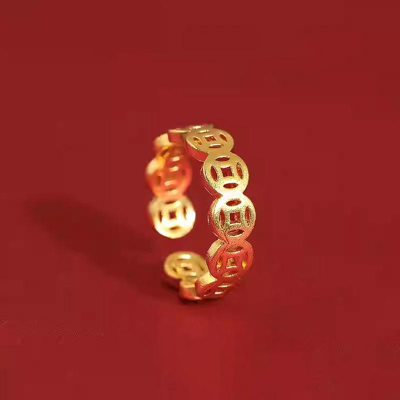 Antike Gold- und Kupfermünzen ziehen Reichtum an, offene Ringe für Damen, leichter Luxus, hochwertige Zeigefingerringe, vielseitiges Nischendesign und Schmuck