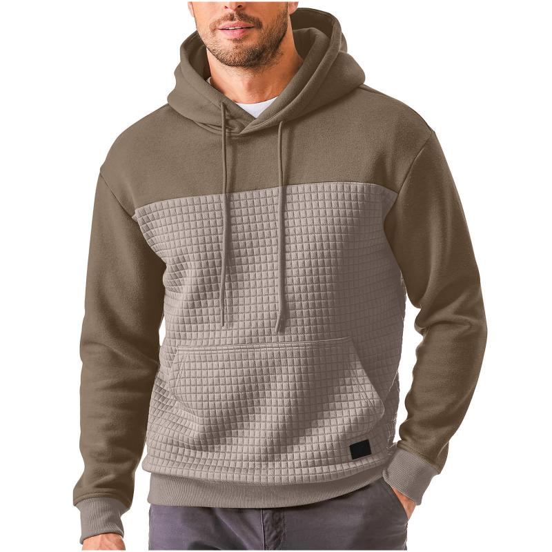 

Men s Color Blocking Hoodie Jacquard Autumn Winter New Style Fashion Casual Minimalist Versatile Pullover S хакі