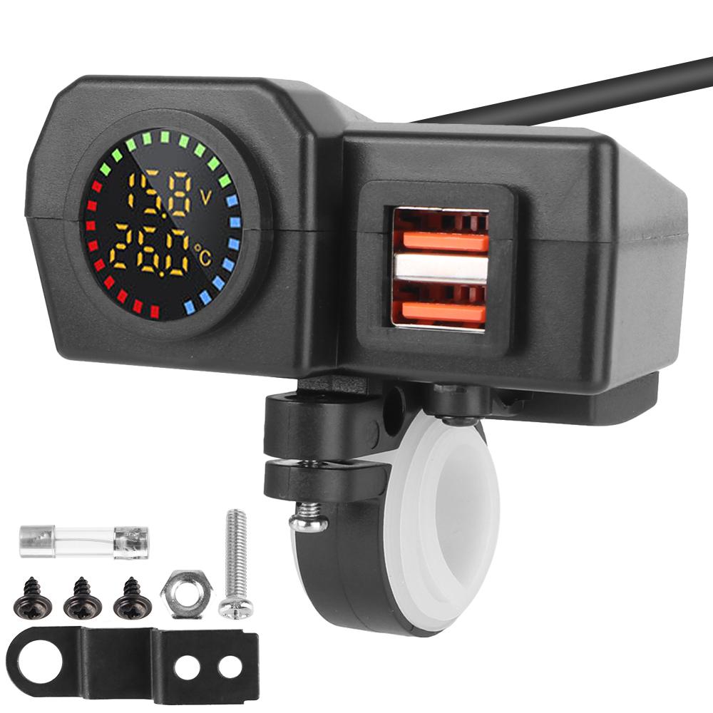 

Мотоциклетное зарядное устройство QC3.0 PD, штекер для зарядного устройства мотоцикла, 36 Вт, цифровой дисплей, USB Type-C, быстрая зарядка, вольтметр, термометр