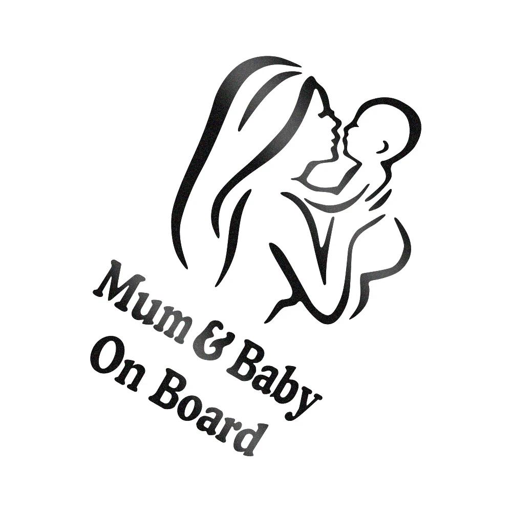 Mum and Baby on Board Sticker Car Warning Safety Creative Vinyl Film Decals Figure Styling Windshield Sticker Decor Accessories