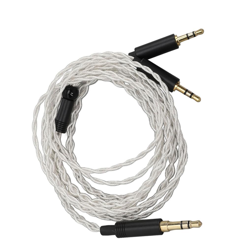 Earphone Cable Replacement Silver Plated Copper 3.5mm To Dual 2.5mm Plug Headphone Sound Wire 1.2m for HE400S HE‑400I