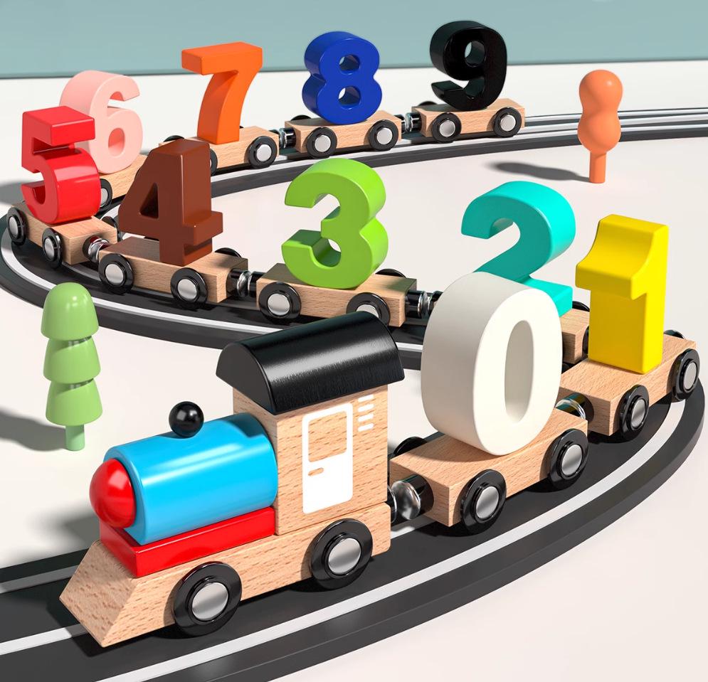 Wooden Educational Assembly Train and Blocks for Kids