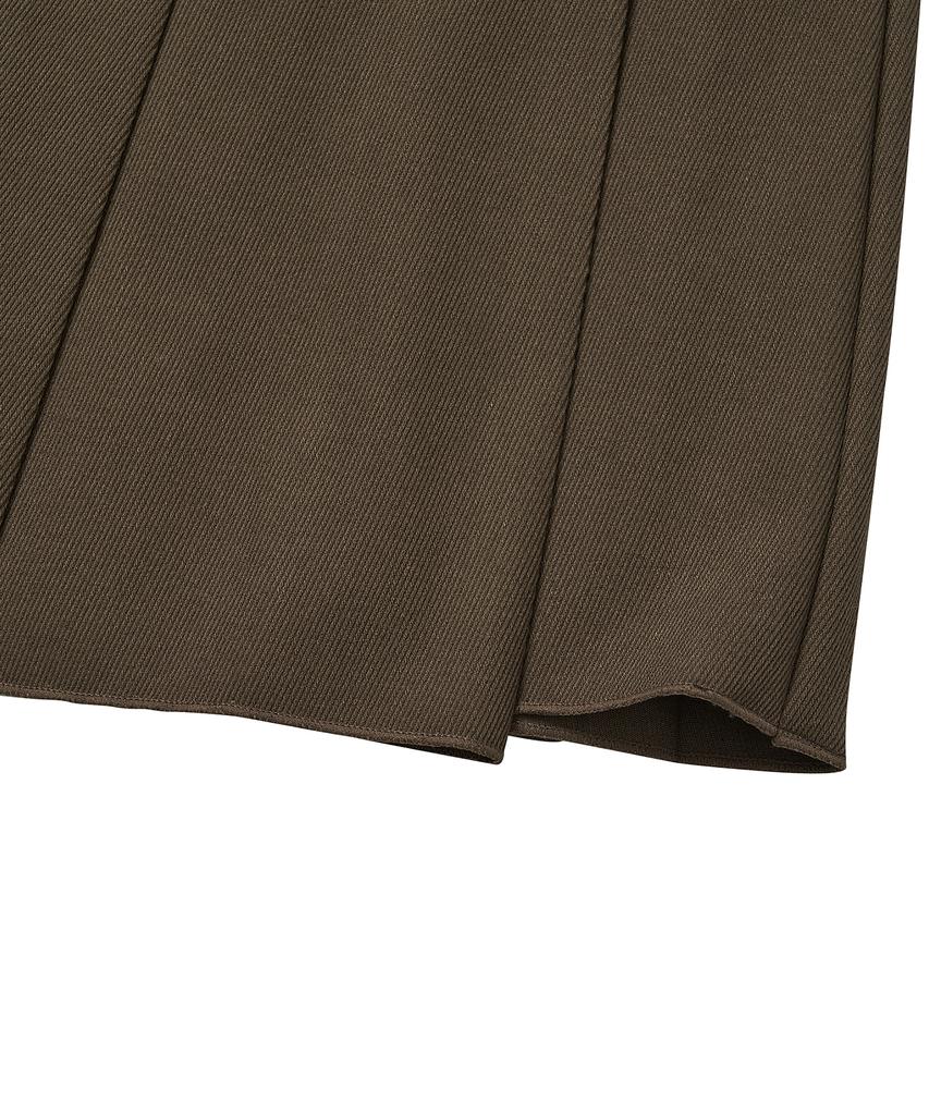 Cotton Bell Elastic Pleated Skirt - Brown