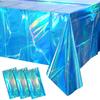 3 Pack Ocean Tablecloths Iridescent Plastic Disposable Table Cloth Rectangle Water Wave Table Covers for Under Sea Ocean Pool Beach Party