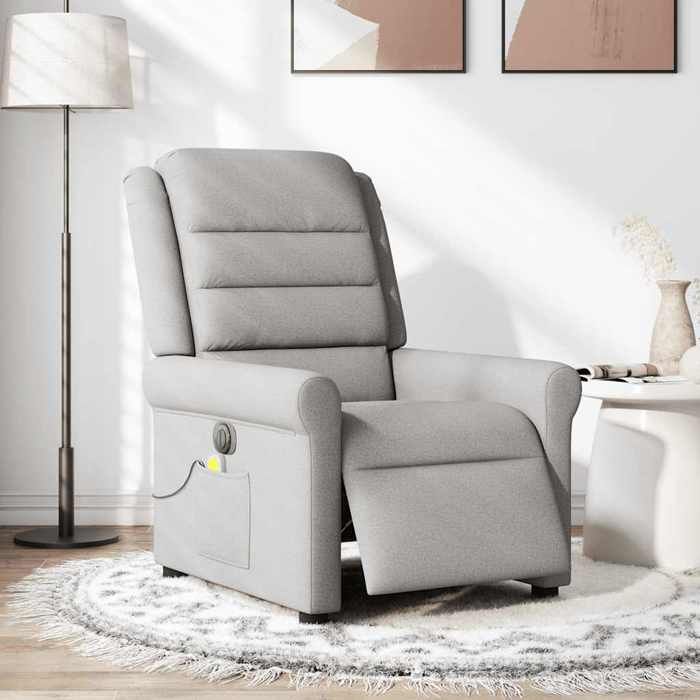 VidaXL Fauteuil de massage inclinable électrique gris nuage tissu 3303313