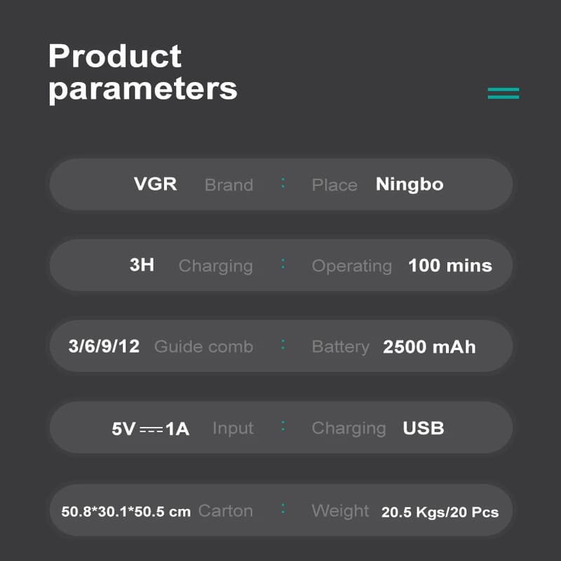 VGR 653 Original Hair Clipper Professional Hair Trimmer Beard Haircut 9000 RPM High Performance Adjustable Hair Cutting Machine Barber Clipper for Men