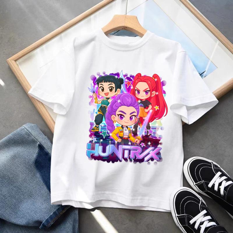 Kpop Demon Hunters Barneklær Kortarmet T-skjorte Søt K-pop Demon Hunters Tiger Harajuku T-skjorte for Gutter Jenter