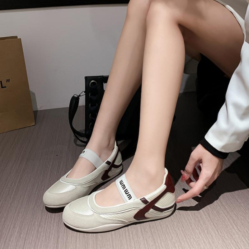 Mary Jane Women Flats Shoes Casual Shallow Sneakers 2025 Designer Fashion Walking Shoes Soft Ballet Color Block Women Shoes