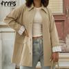Damenmode Lässig Streifenmuster Herbst Winter Langarm POLO Kragen Jacken & Mäntel