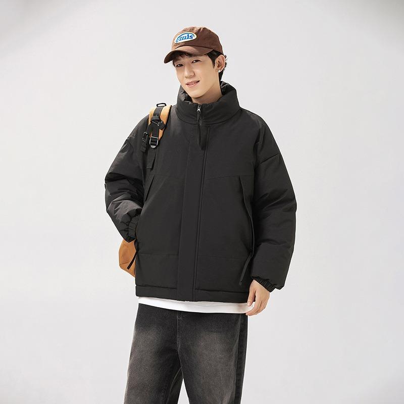 New Trendy Down Jacket Loose Version New Stand-up Collar Winter Coat Thickened Cotton Clothes Men