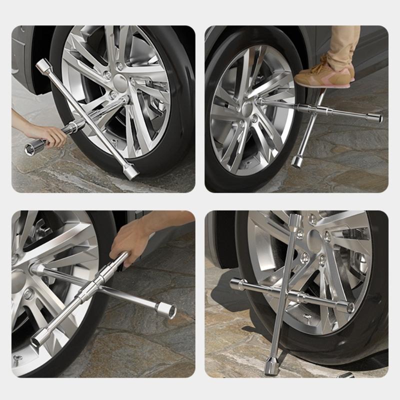 Multifunction Compact Collapsible Tire Tool Kit Wrench For Emergency Car Repair Heavy Duty Construction