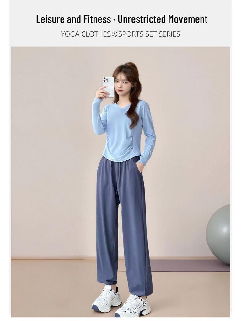Women's Quick-Dry Loose Fit Yoga & Sports Long Sleeve Set for Running, Cycling, Fitness & Outdoors