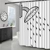 Black and White Cartoon Shower Curtain with Raindrops Waterproof Bath Decor Minimalist Artistic Bathroom Curtains